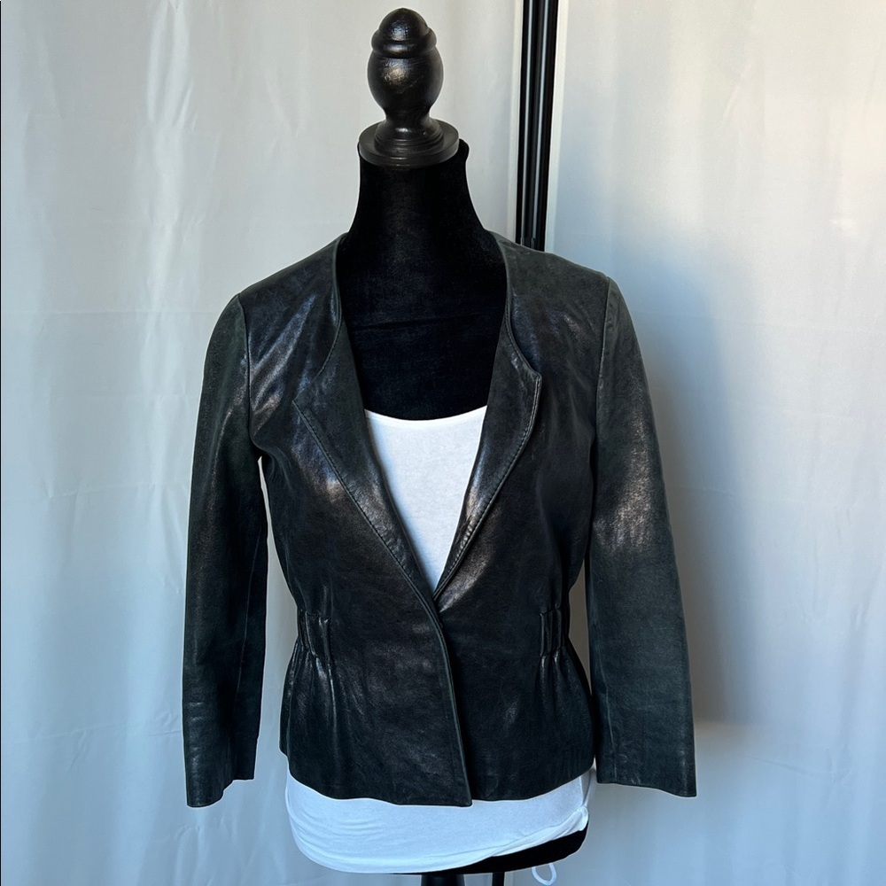 Theory Black Leather Jacket/Blazer
